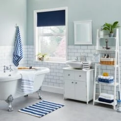 Nautical Bobble Stripe Navy Bath Mat -Elements Bathroom Deals Store 1000160211 alt02