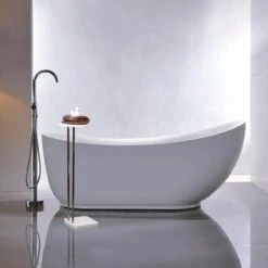 Marble Effect Top White Bath Table -Elements Bathroom Deals Store 1000160228 alt06