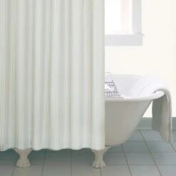 Natural Skinny Stripe Shower Curtain