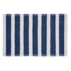 Nautical Bobble Stripe Navy Bath Mat