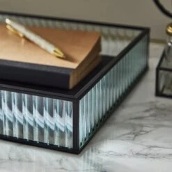 Ribbed Black Edge Glass Tray -Elements Bathroom Deals Store 30755576 alt01