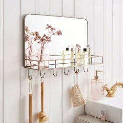 Heart And Soul Rectangle Wall Mirror With Hooks