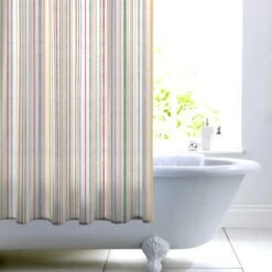 Rainbow Stripe Peached Shower Curtain