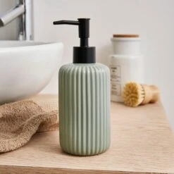 Ceramic Ribbed Soap Dispenser -Elements Bathroom Deals Store 30870194