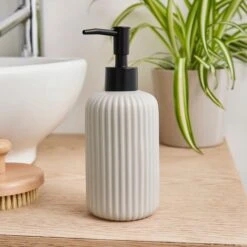 Ceramic Ribbed Soap Dispenser -Elements Bathroom Deals Store 30870199