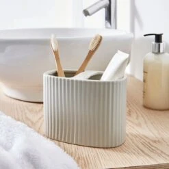Ceramic Ribbed Electric Toothbrush Holder -Elements Bathroom Deals Store 30870201
