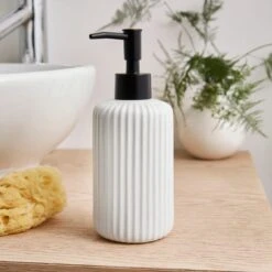 Ceramic Ribbed Soap Dispenser -Elements Bathroom Deals Store 30870204