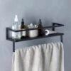 London Matt Black Towel Rail With Shelf