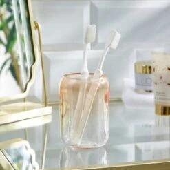 Ombre Apricot Glass Toothbrush Holder