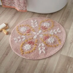 Global Pink Carved Circle Bath Mat