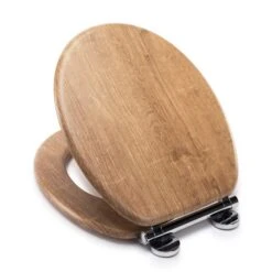 Croydex Ontario Teak Effect Flexi Fix Oval Toilet Seat -Elements Bathroom Deals Store 30908842 alt03