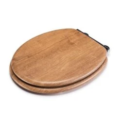 Croydex Ontario Teak Effect Flexi Fix Oval Toilet Seat -Elements Bathroom Deals Store 30908842 alt04
