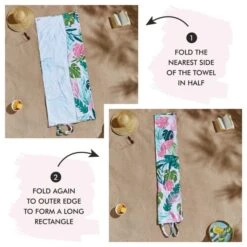 Catherine Lansfield Tropical Palm 2-in-1 Beach Towel And Bag -Elements Bathroom Deals Store 30911355 alt02