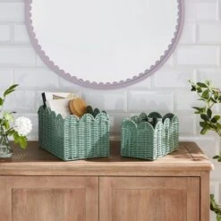 Heart And Soul Scallop Set Of 2 Baskets -Elements Bathroom Deals Store 30919426