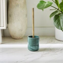 Nouveau Green Marble Resin Toilet Brush