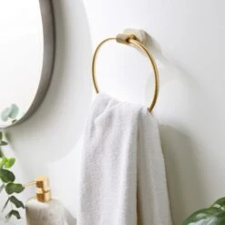Minimal Luxe Gold Marble Effect Towel Ring