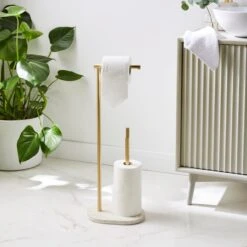 Minimal Luxe Gold Marble Effect Toilet Butler