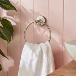 Mother Of Pearl Brushed Chrome Towel Ring
