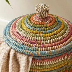 Rainbow Seagrass Storage Basket With Lid -Elements Bathroom Deals Store 30926393 alt02