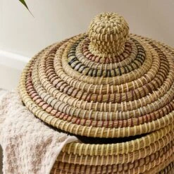 Rainbow Seagrass Storage Basket With Lid -Elements Bathroom Deals Store 30926818 alt02