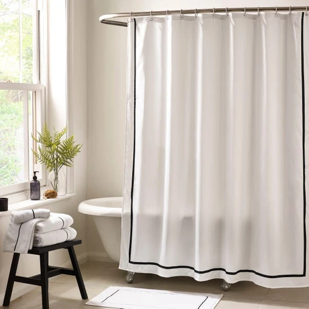 Monochrome Stitch Shower Curtain 1 Monochrome Stitch Shower Curtain