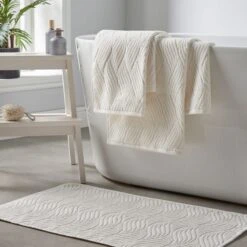 Coastal Breeze Wave Sculptured Cotton Towel -Elements Bathroom Deals Store 30932226