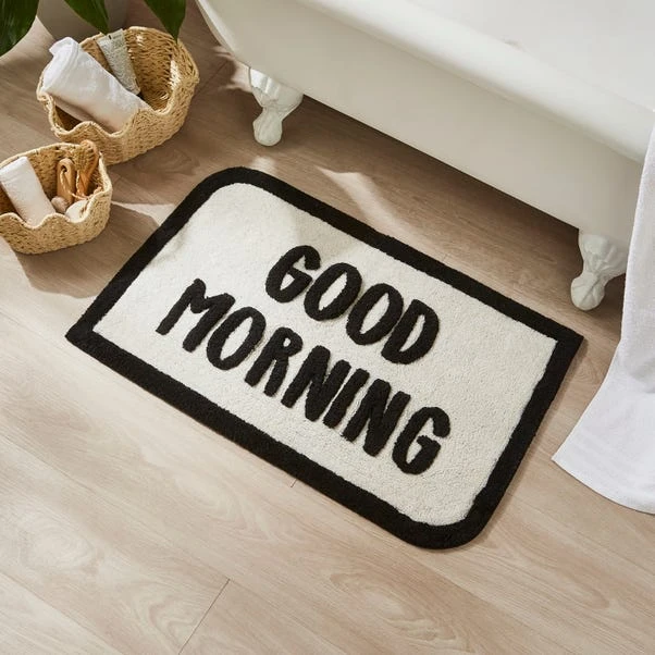 Good Morning Slogan Bath Mat 1 Good Morning Slogan Bath Mat