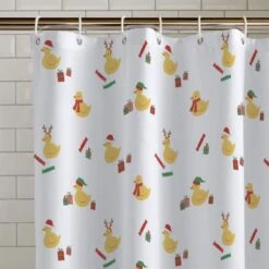 Catherine Lansfield Christmas Quackers Shower Curtain -Elements Bathroom Deals Store 30965415 alt02