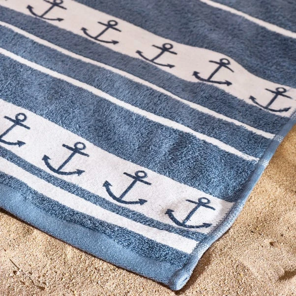 Catherine Lansfield Anchors XL Beach Towel 2 Catherine Lansfield Anchors XL Beach Towel - Image 2